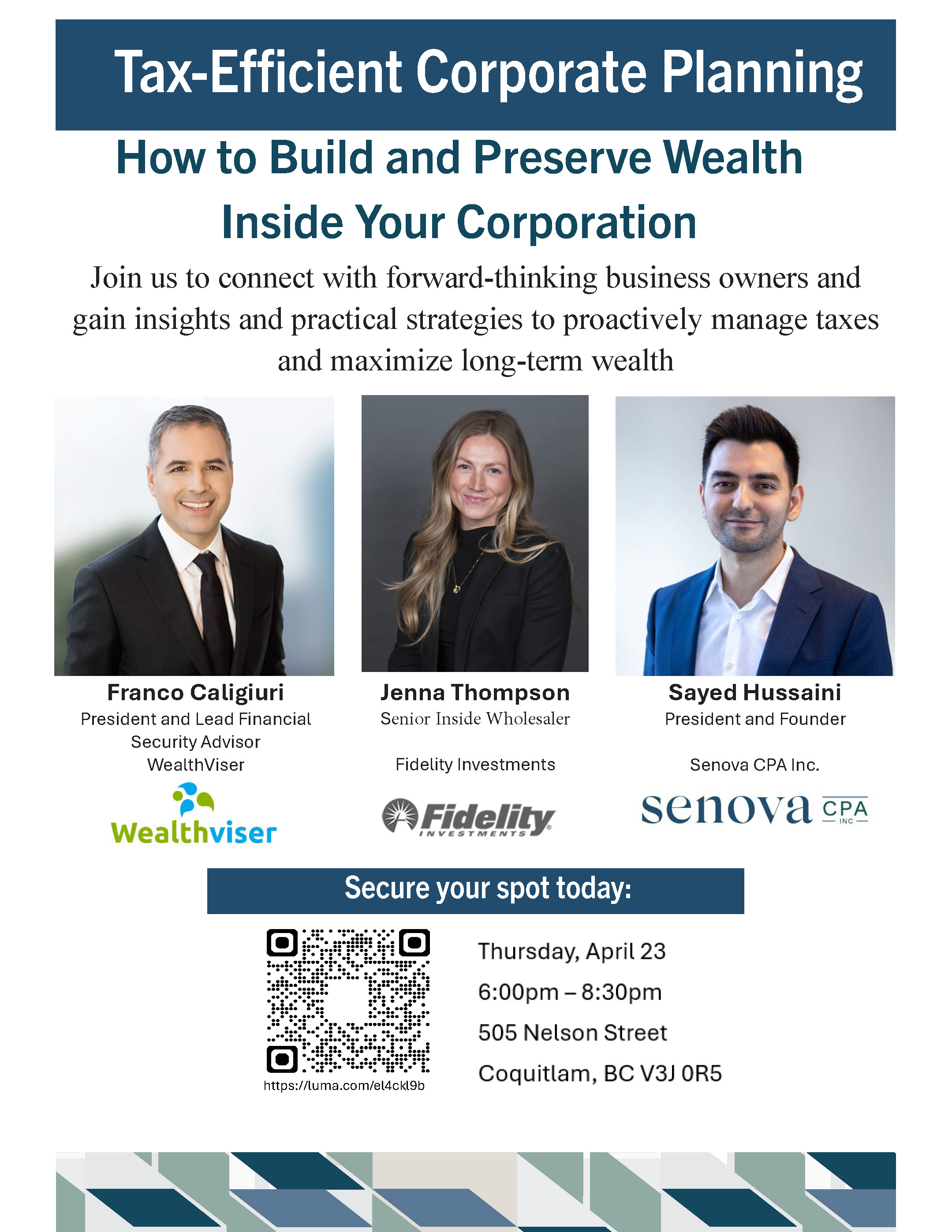 Tax-Efficient Corporate Planning event poster